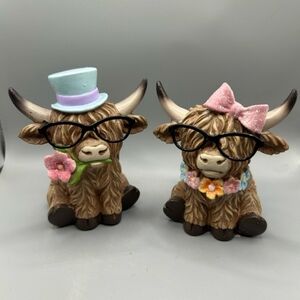 HOBBY LOBBY EASTER HIGHLAND COWS. SET,  BOY & GIRL. NWT. HARD TO FIND.